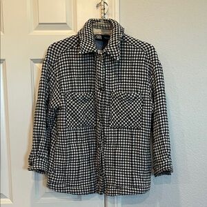 Zara Checkered Shacket Jacket